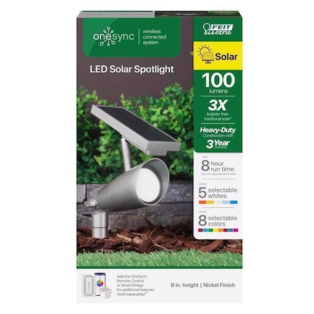 Feit Electric Feit OneSync Brushed Nickel Solar Powered 100 W LED Spotlight 1 pk SPOT/SYNCSOLNK